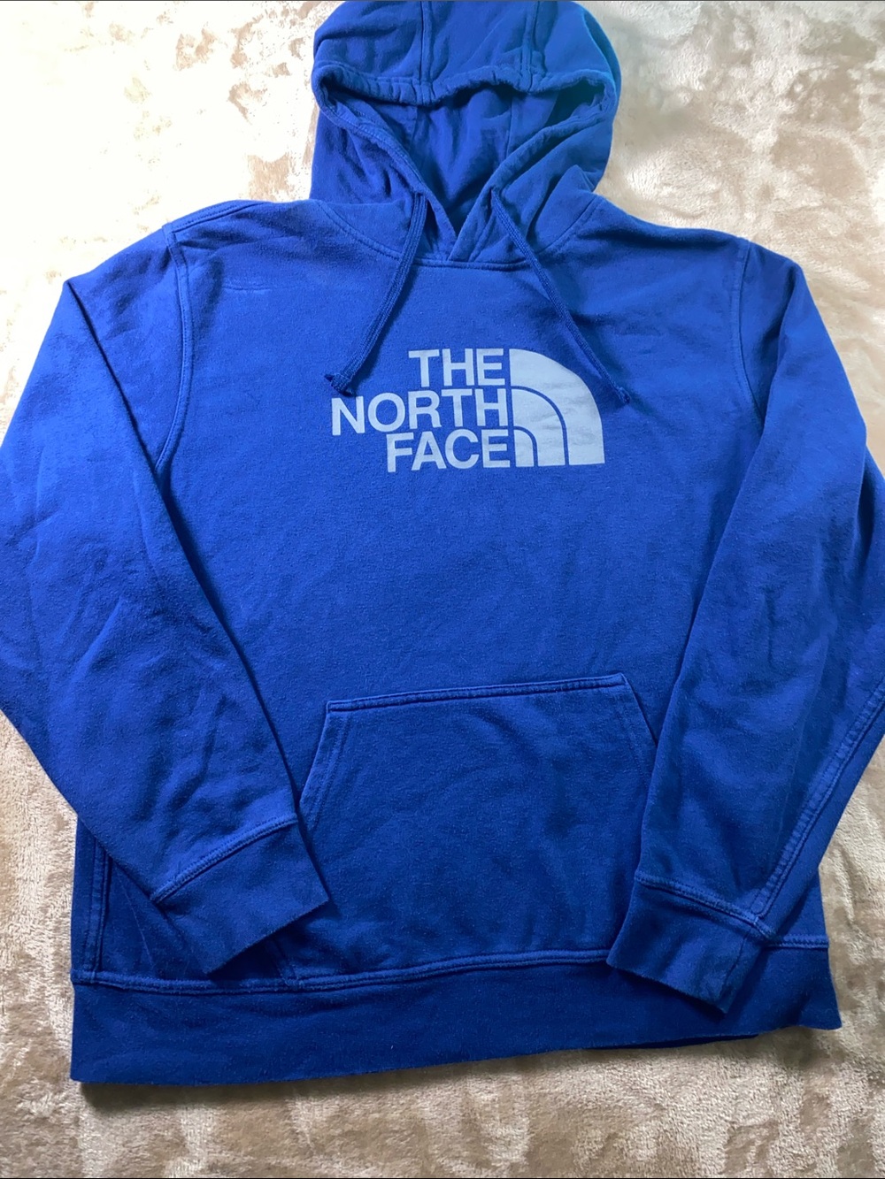 The North Face Royal Blue Pullover Hoodie with gray Logo